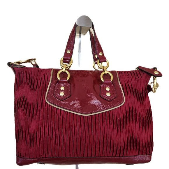 Coach Ashley Deep Red Gathered Shoulder Bag/Handbag Purse - Picture 4 of 16
